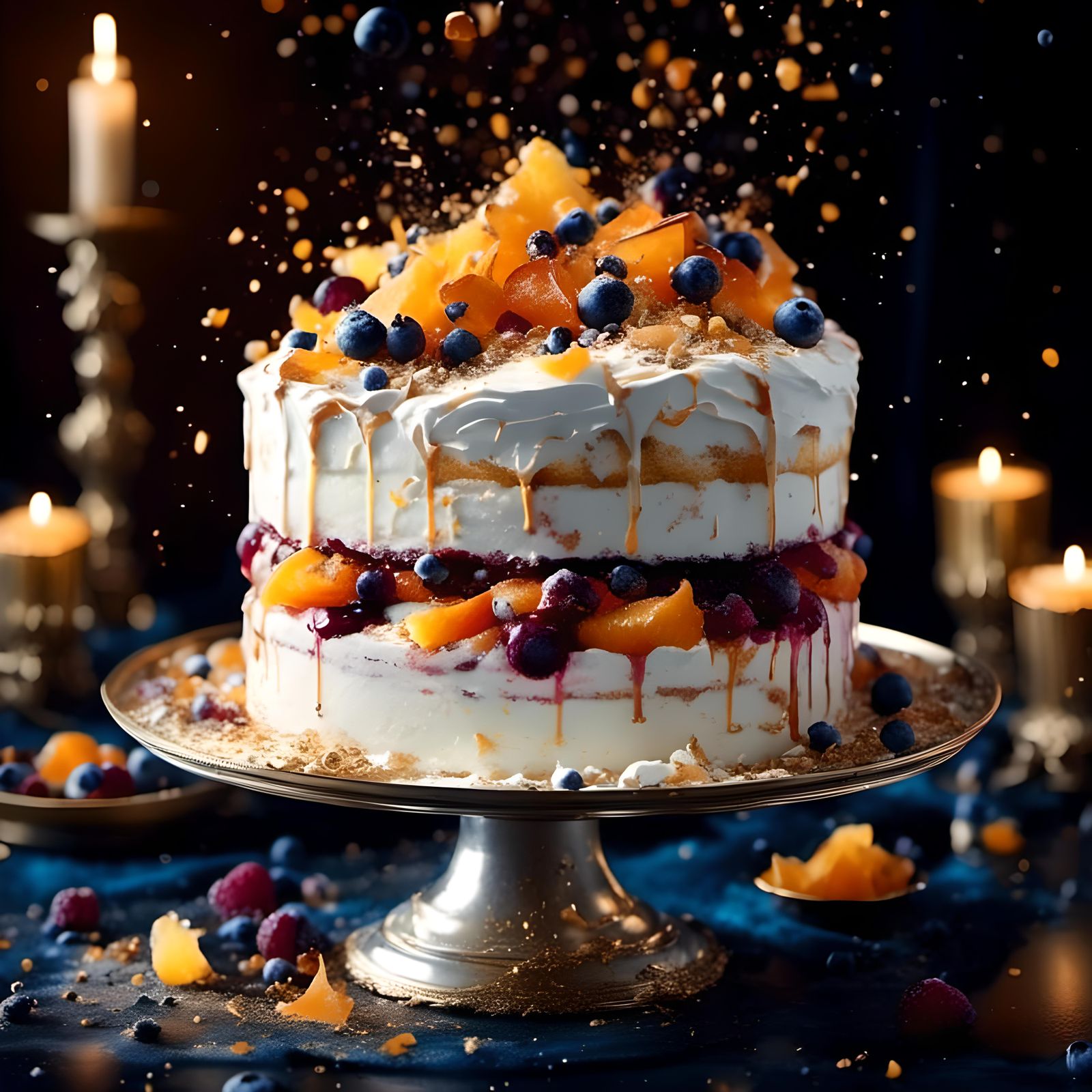 Elegant Baroque Whipped Cream Cake in a Parisian Patisserie