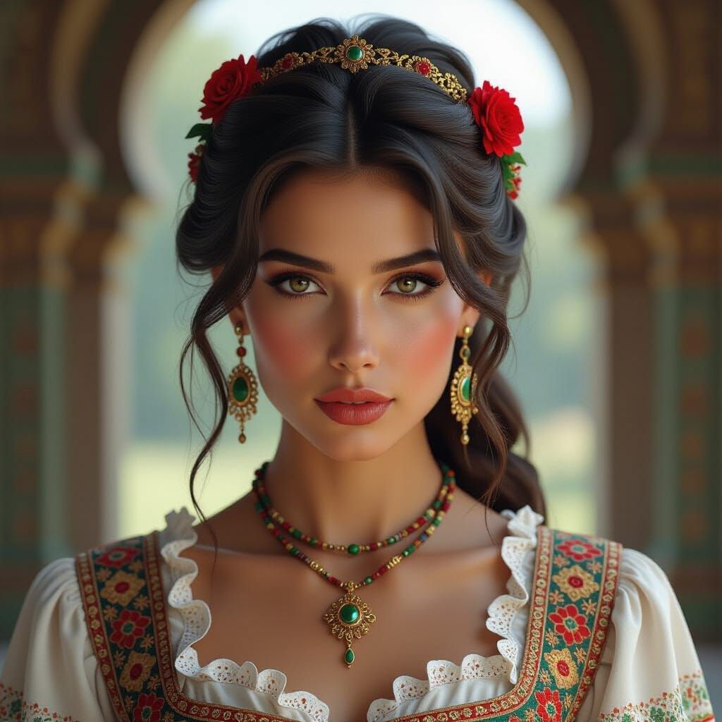 Argentine Woman Portrait in Hyper-Realistic Concept Art Styl...