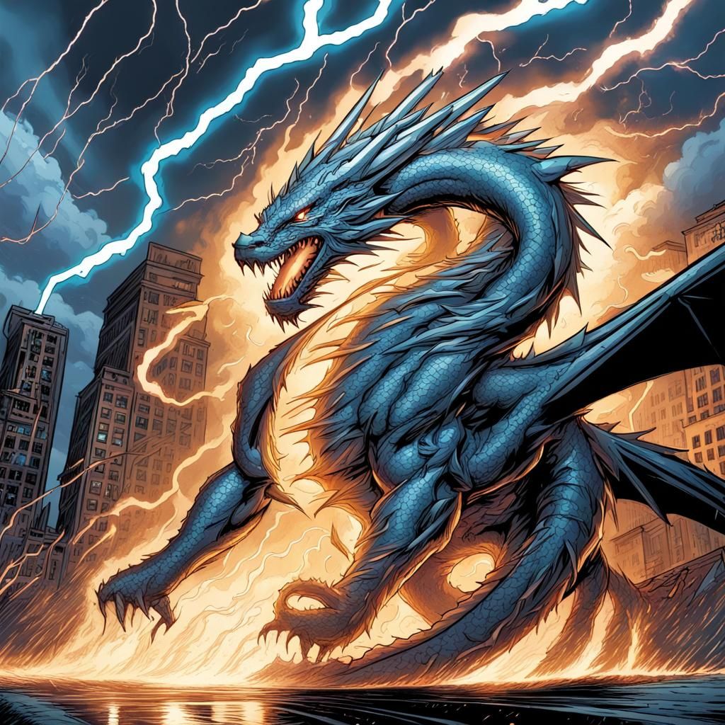 Electric Dragon Unleashes Fury in Urban Storm