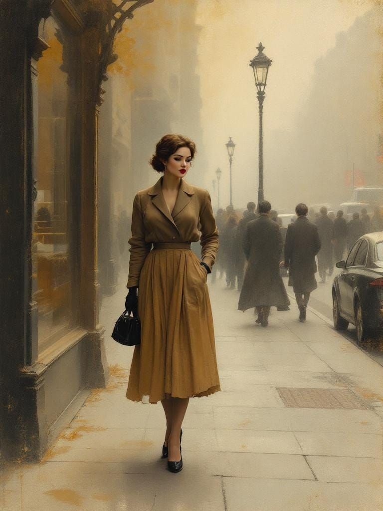 1950s Pin-Up Woman in Tonalist Atmosphere