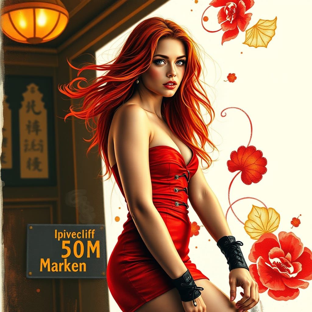 Feminine Rebellion in Vibrant Color Pencil Art