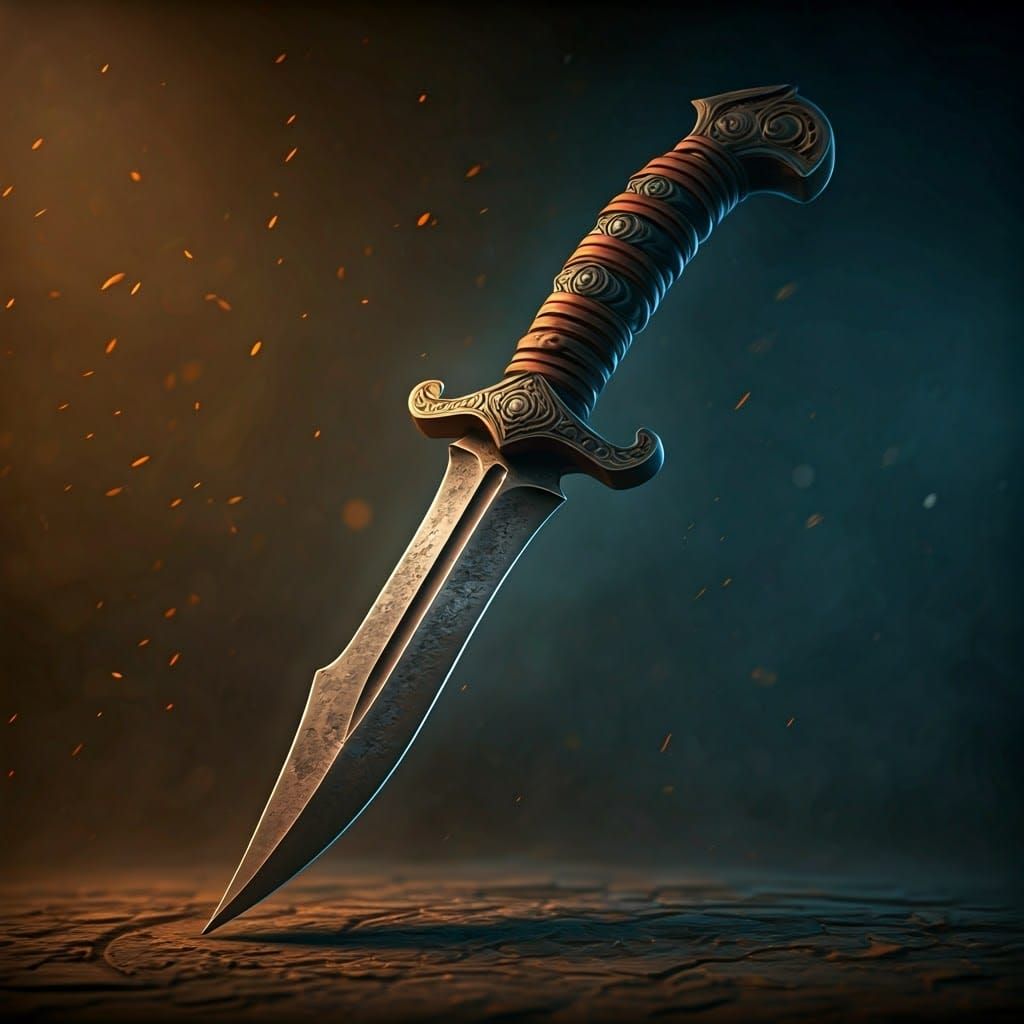 Ancient Iron Dagger in Dramatic Chiaroscuro