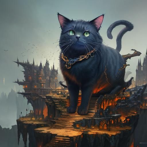 Enchanted Feline Realms in Vibrant Splendor