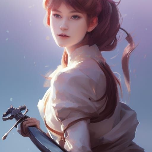 Kemono Girl with Sword: Detailed Portrait