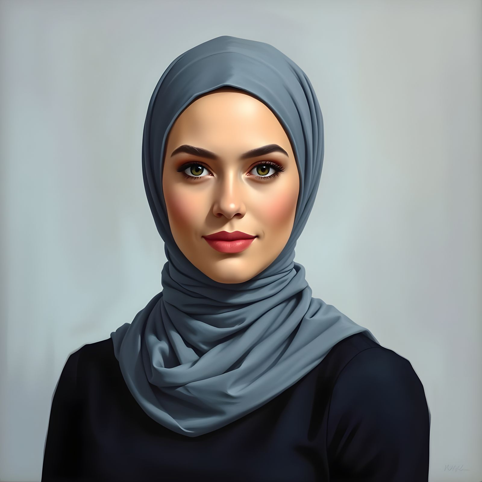 Beautiful Hijabi Woman Portrait in Oil Painting Style