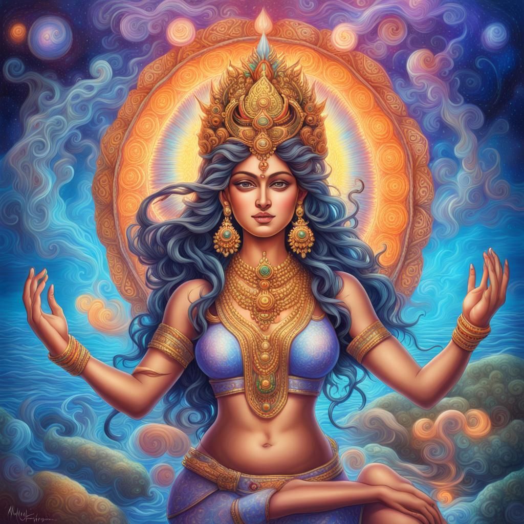 After Churning of the Ocean amrita (the elixir of immortalit...