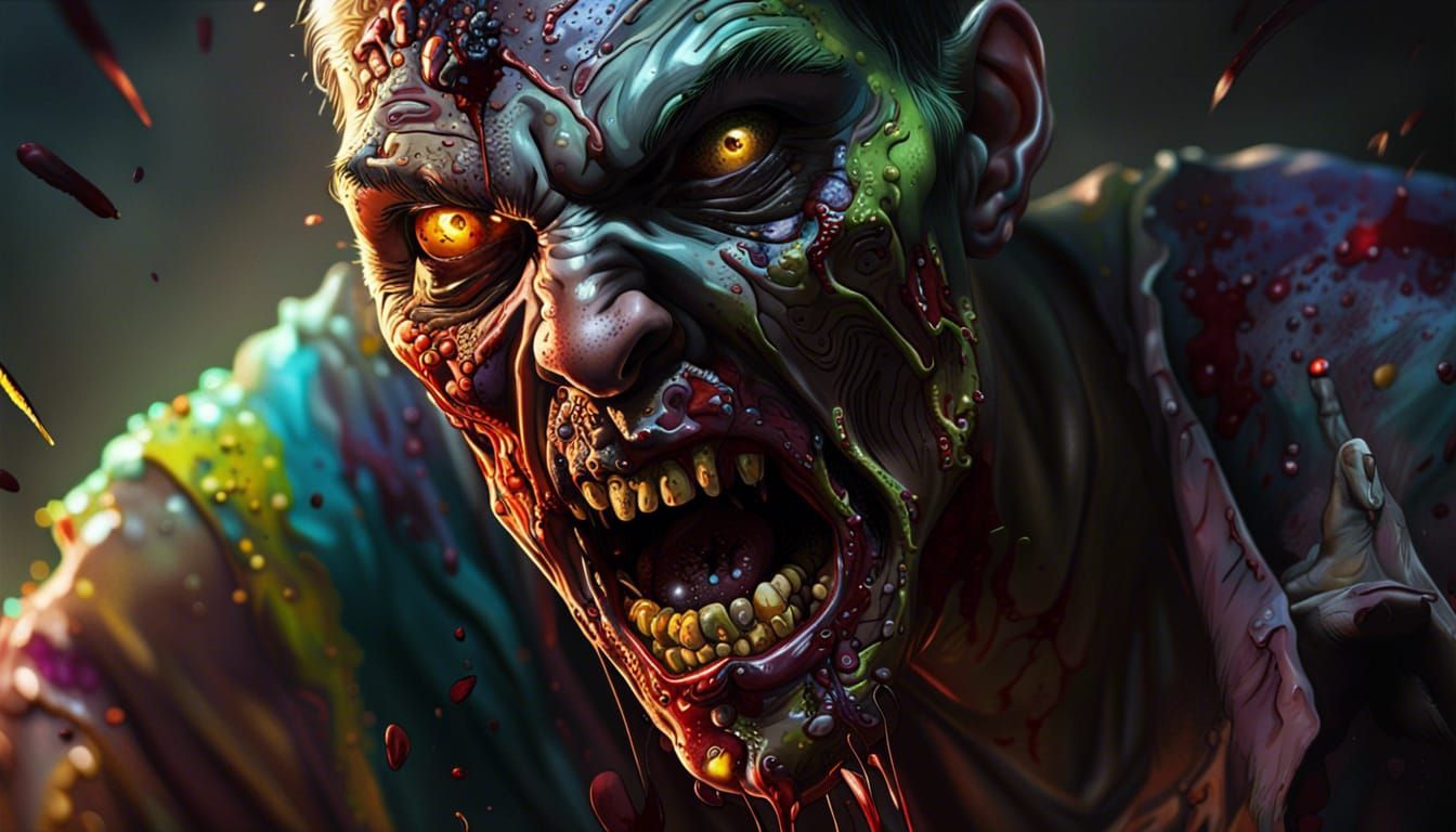 Hyperrealistic Zombie Portrait in Vibrant Colors