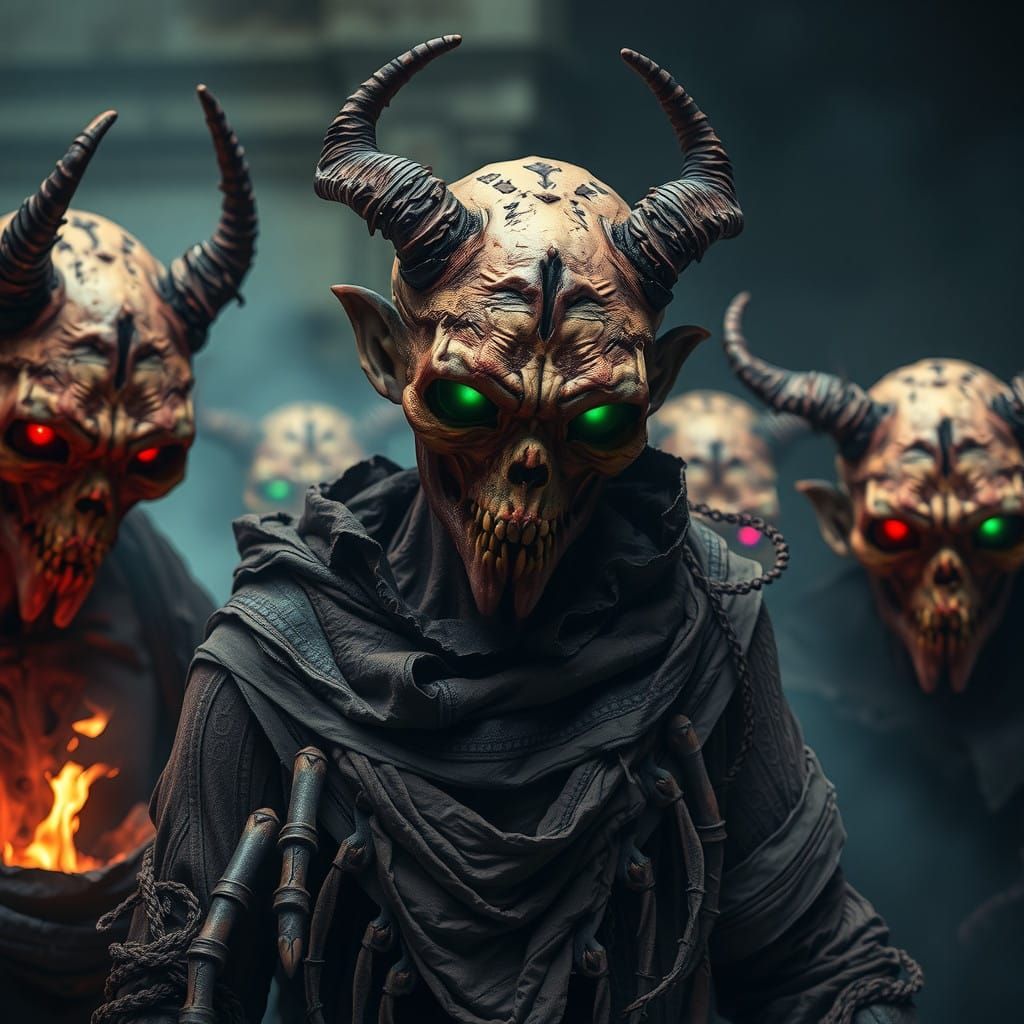 Ethereal Horror Warlocks in Cinematic Lighting