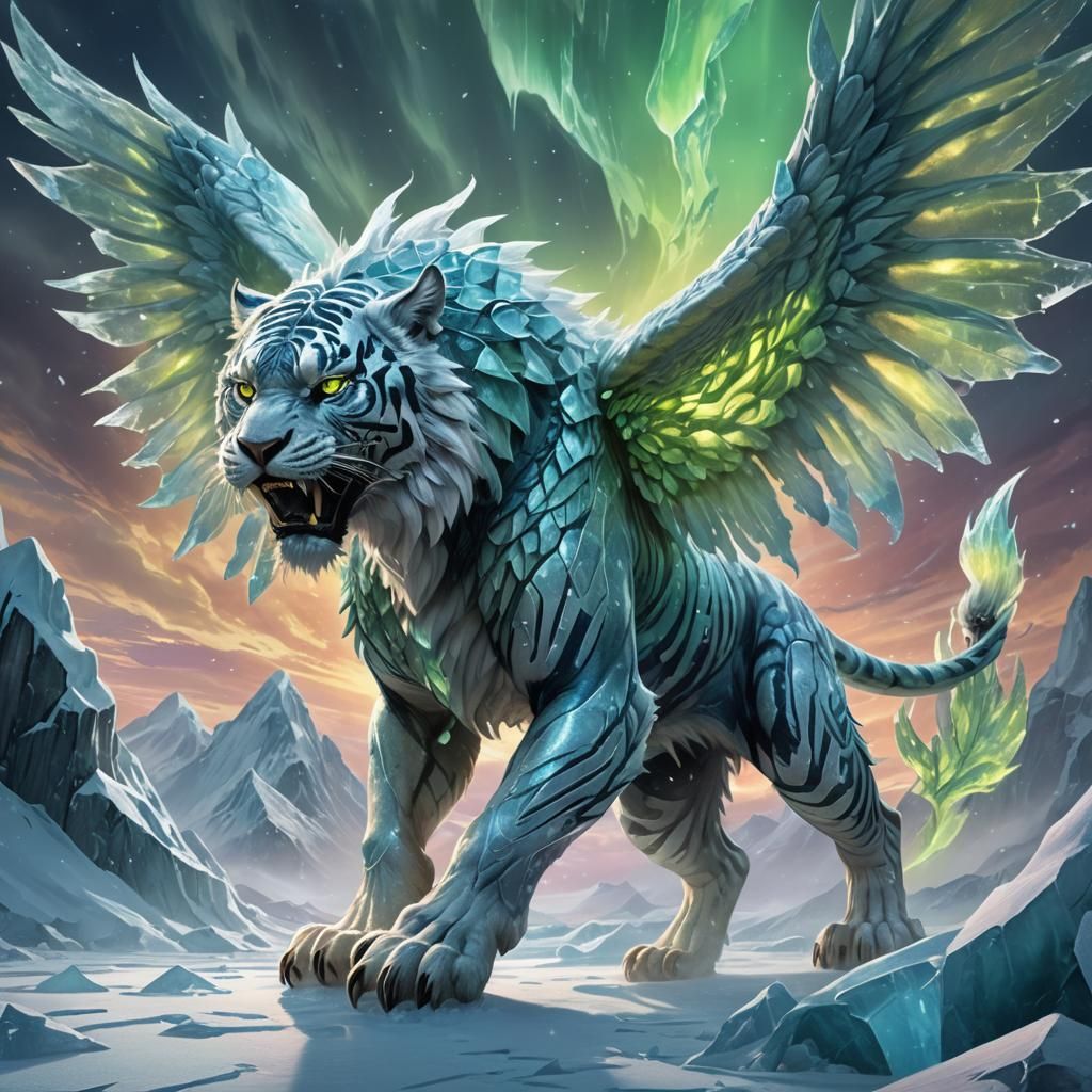 Gigantic, Winged Ice Tiger Rises from Frozen Chaos