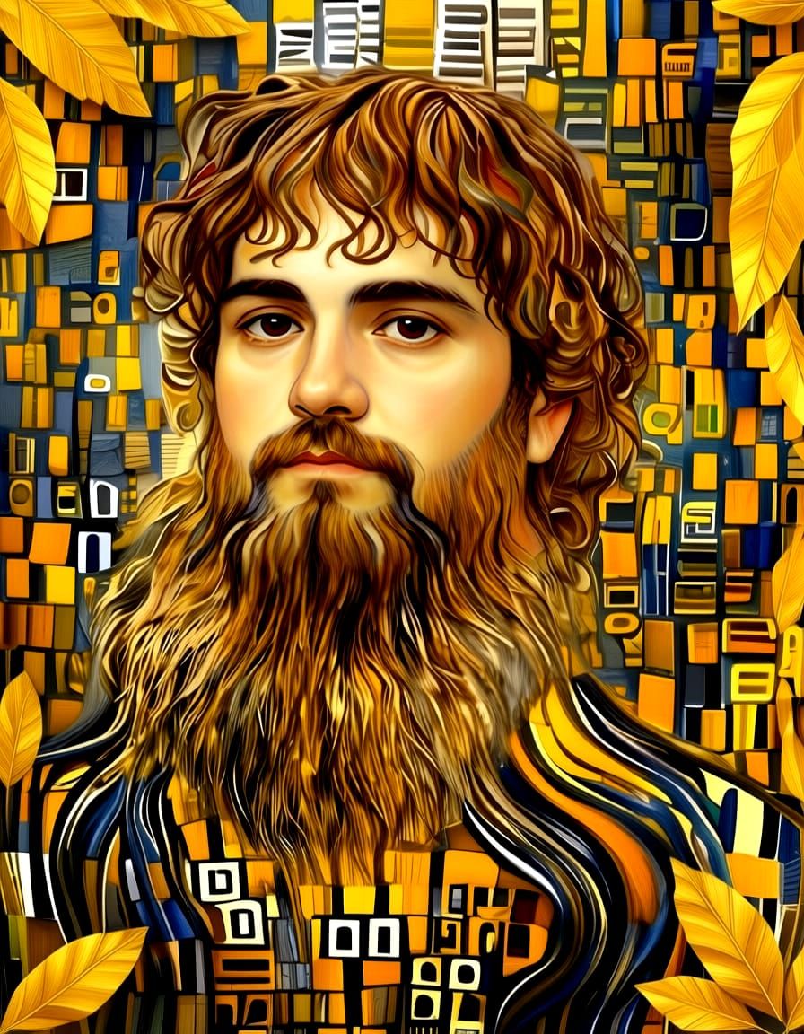 Self-Portrait Oil Painting in Gustav Klimt Style