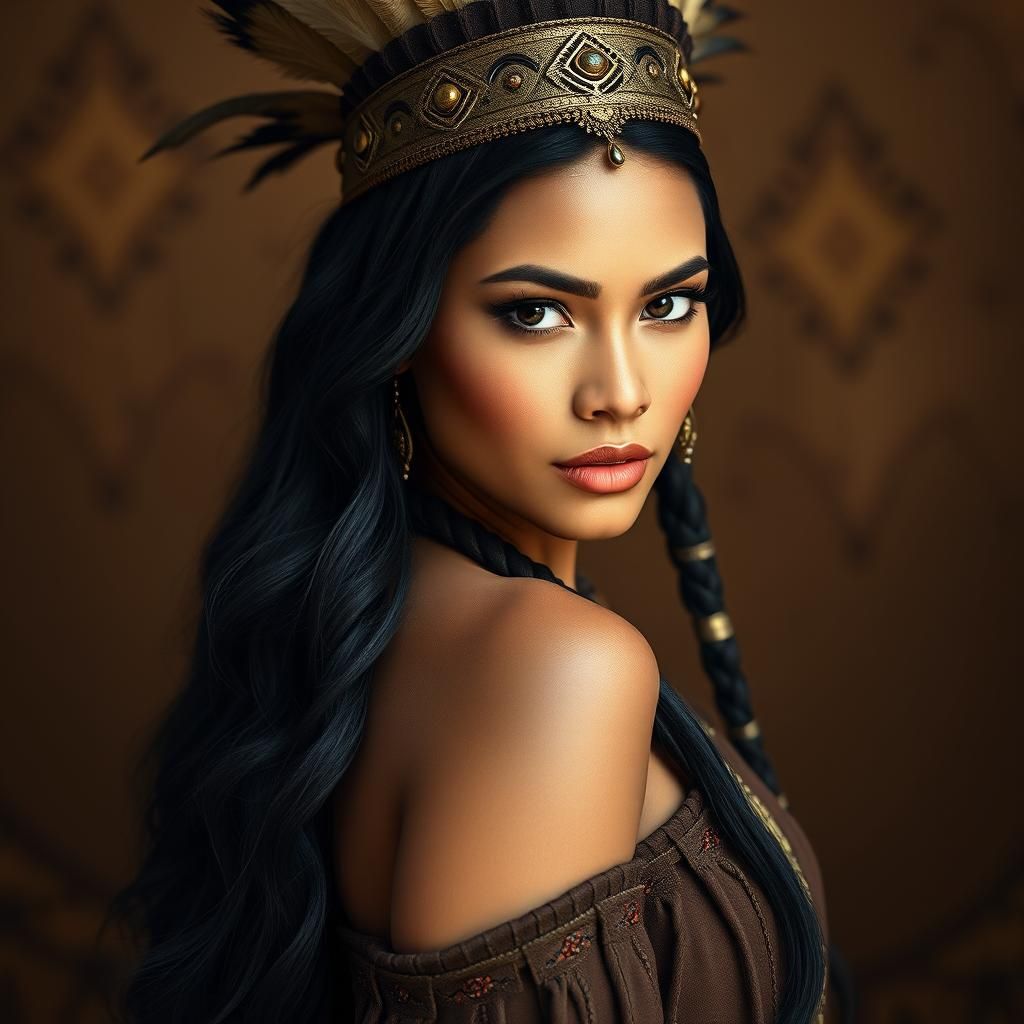 Regal Native American Princess in Deluxe Cinematic Realism