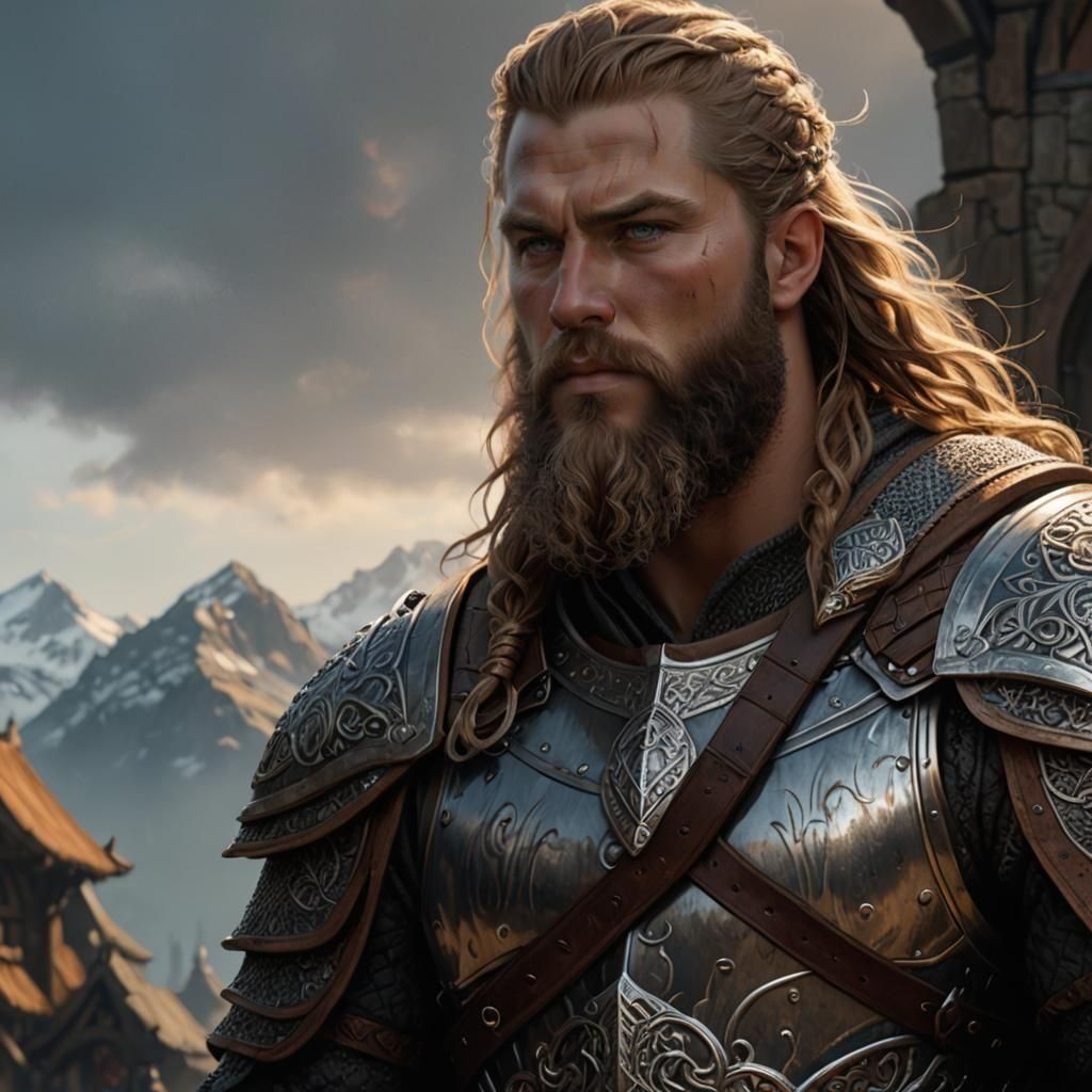 Epic Viking Warrior in Snowy Landscape