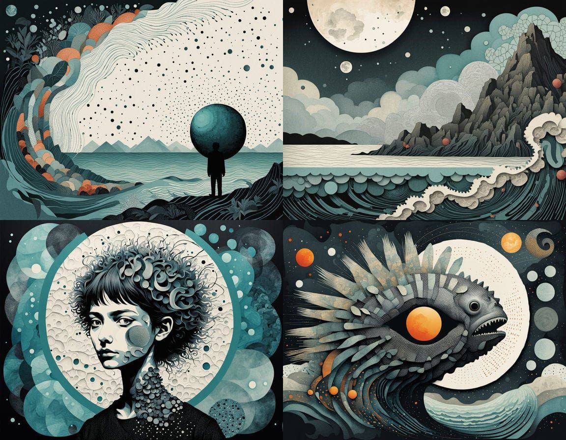 Horrific Mutant Sea Cucumber in Mixed Media Collage