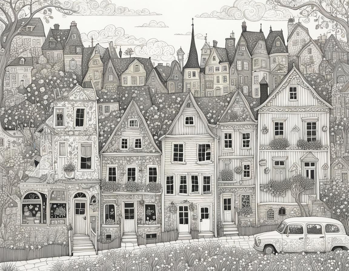 Vibrant Doodle Village