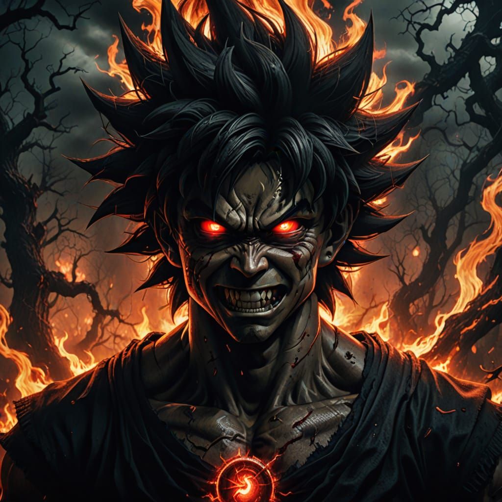 Sinister Son Goku in a Hellish Realm