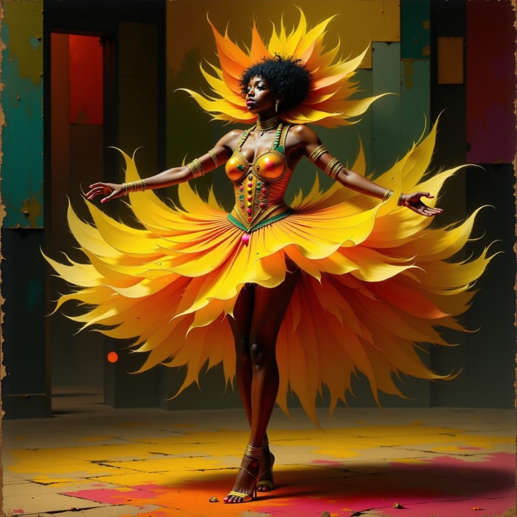 Josephine Baker: Cabaret Dancer in Art Deco Style