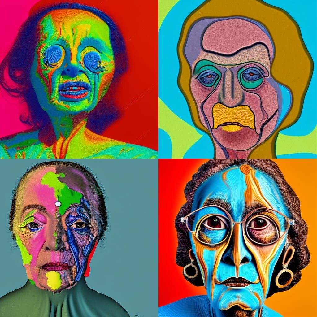 Surreal Portrait of an Elderly Woman in a Dali-Inspired Spli...