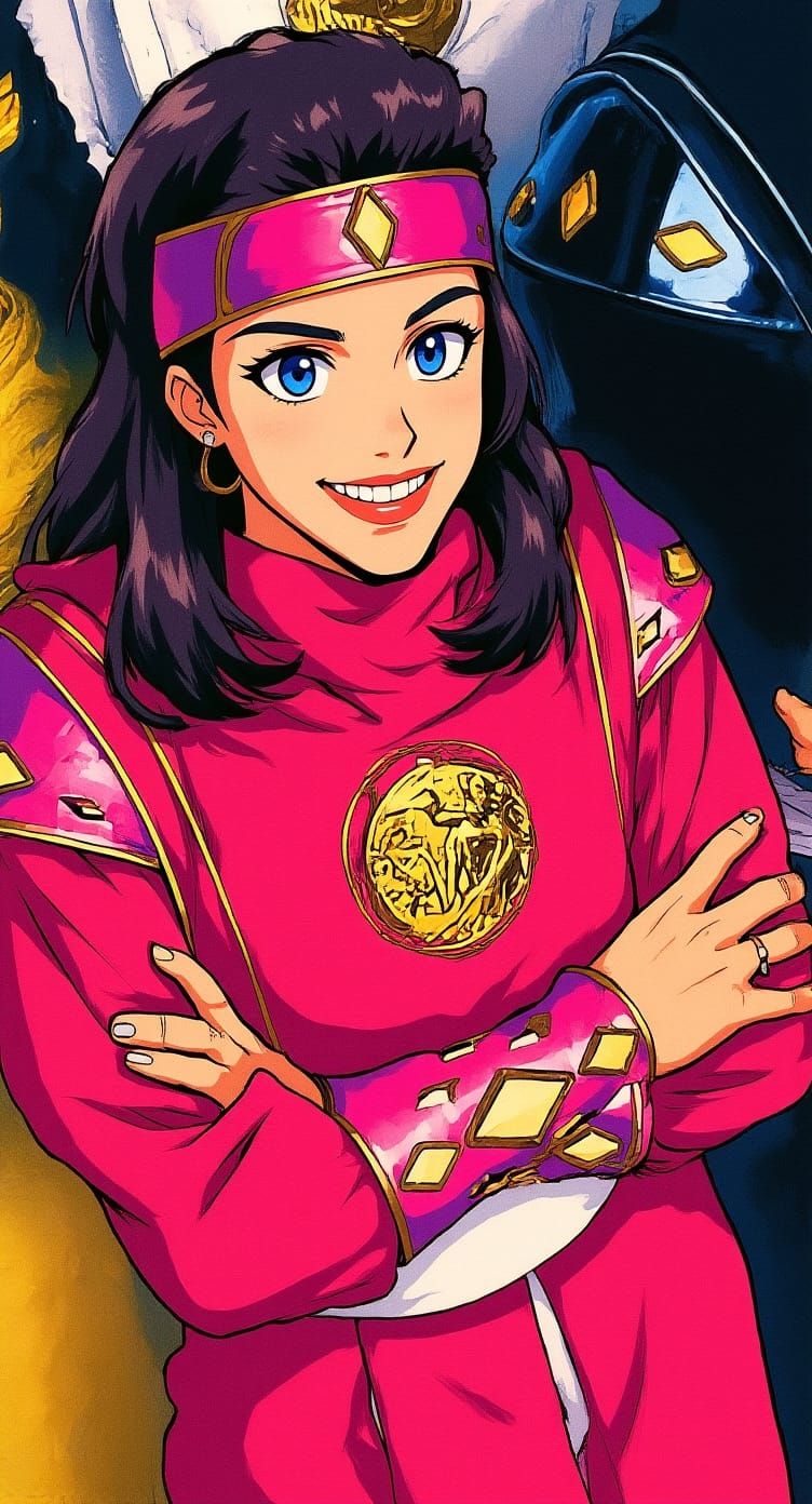 Pink Ninja Outfit in Retro Anime Style