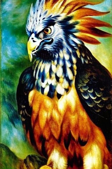 Angry Harpy Eagle Screaming: Oil Painting