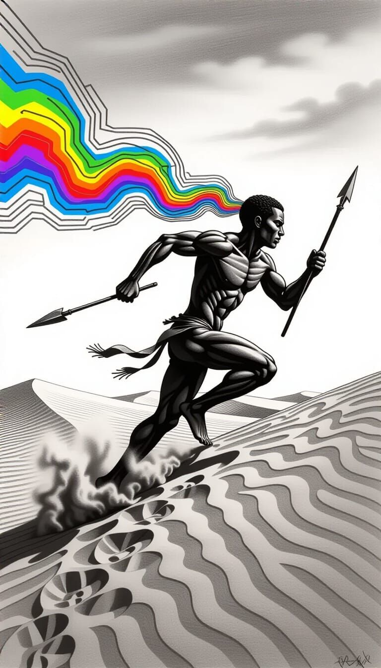 Figure of Swirling Lines Running Up Dune