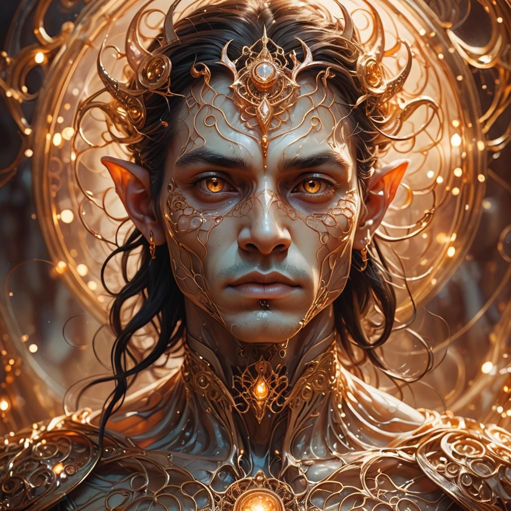 Ethereal Homunculus Portrait in Golden Light