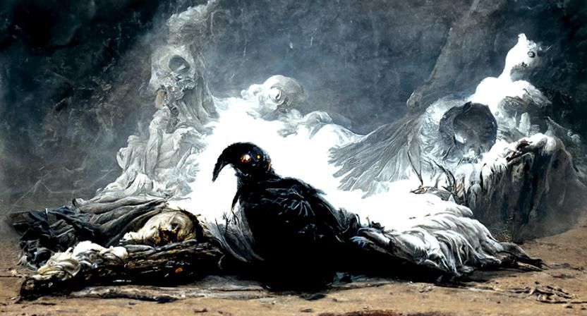 The Life Bird Ascends in Dark Fantasy Style