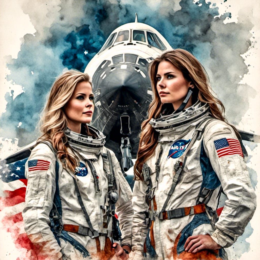 Lady Pilots Ready USA Space Shuttle for Launch in Gritty Ant...