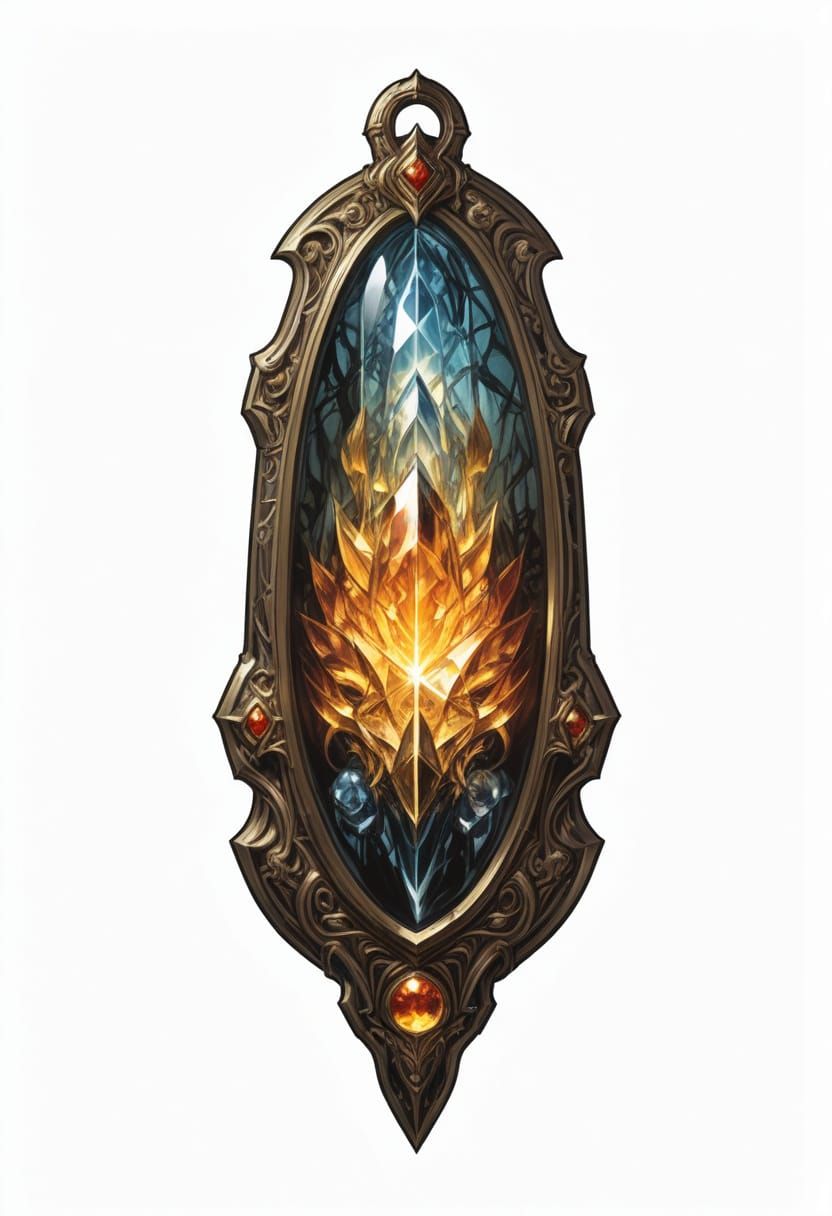 Magical Crystal with Gold Sigils in Fantasy Art Style