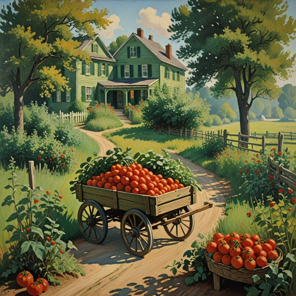 Rustic Cart Overflowing with Harvest Bounty