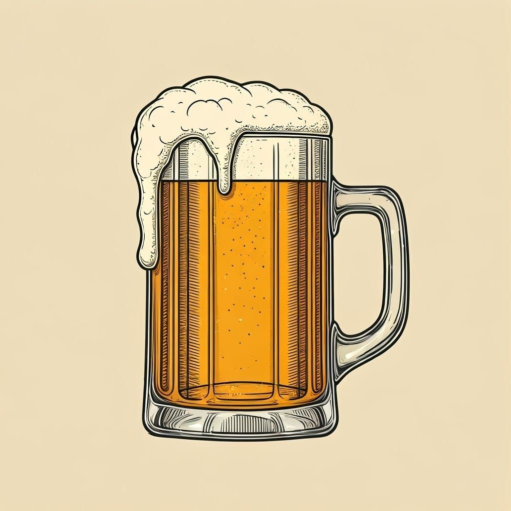 Golden Beer Mug with Intricate Celtic-Inspired Line Art