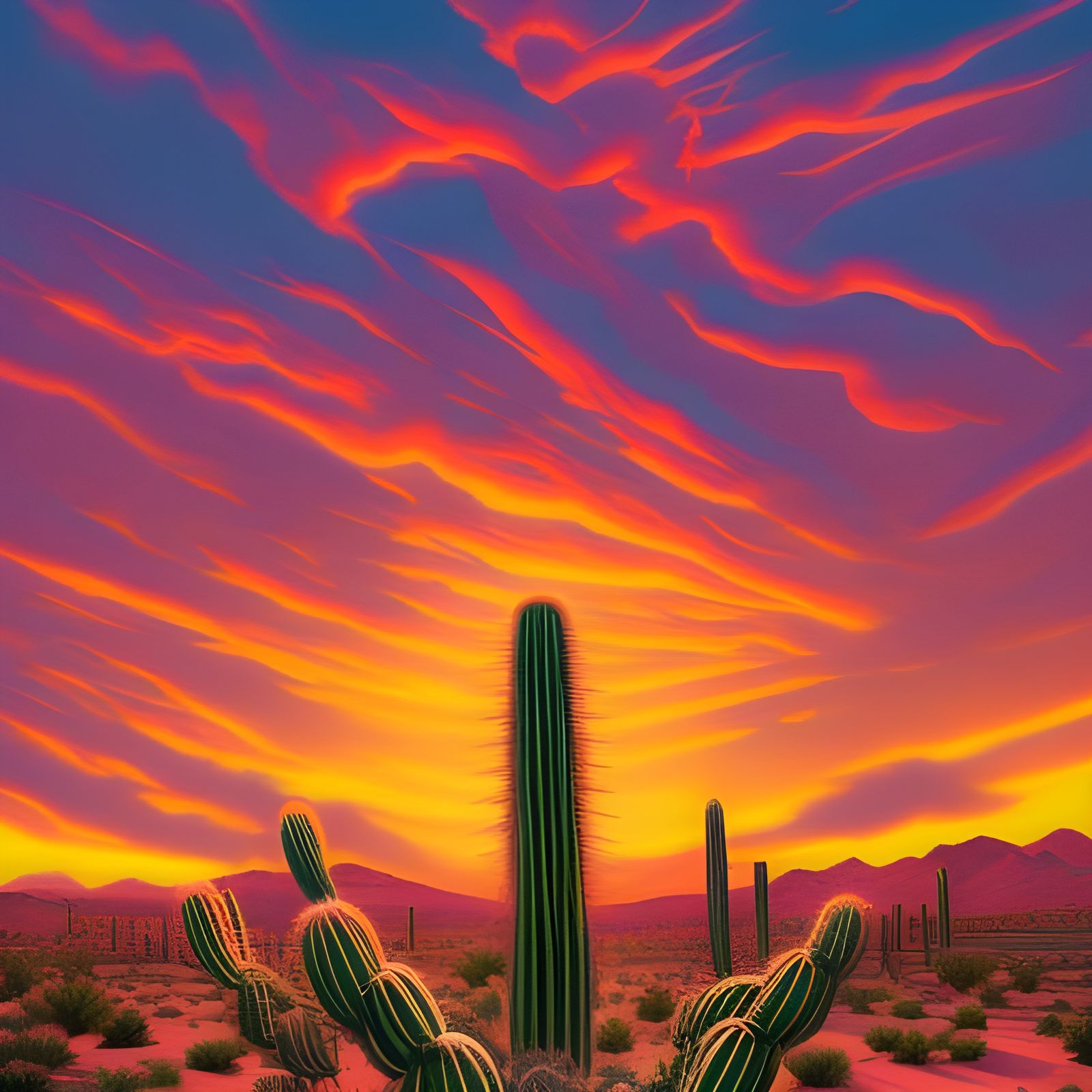 Psychedelic Sunset Over Mojave Desert, Comic Book Art