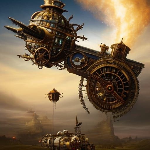 Steampunk flying ship