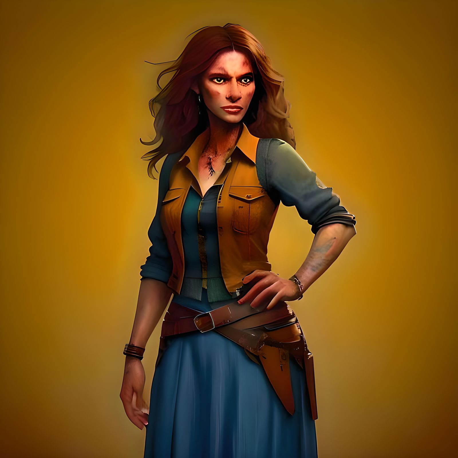 Gothic Latina Zombie Goddess in Burnt Sienna Hues