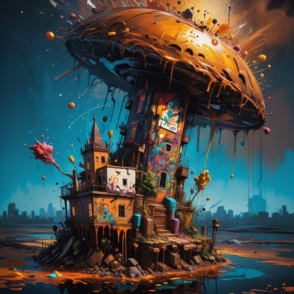 Vibrant Maximalist Masterpiece in Graffiti Art Style