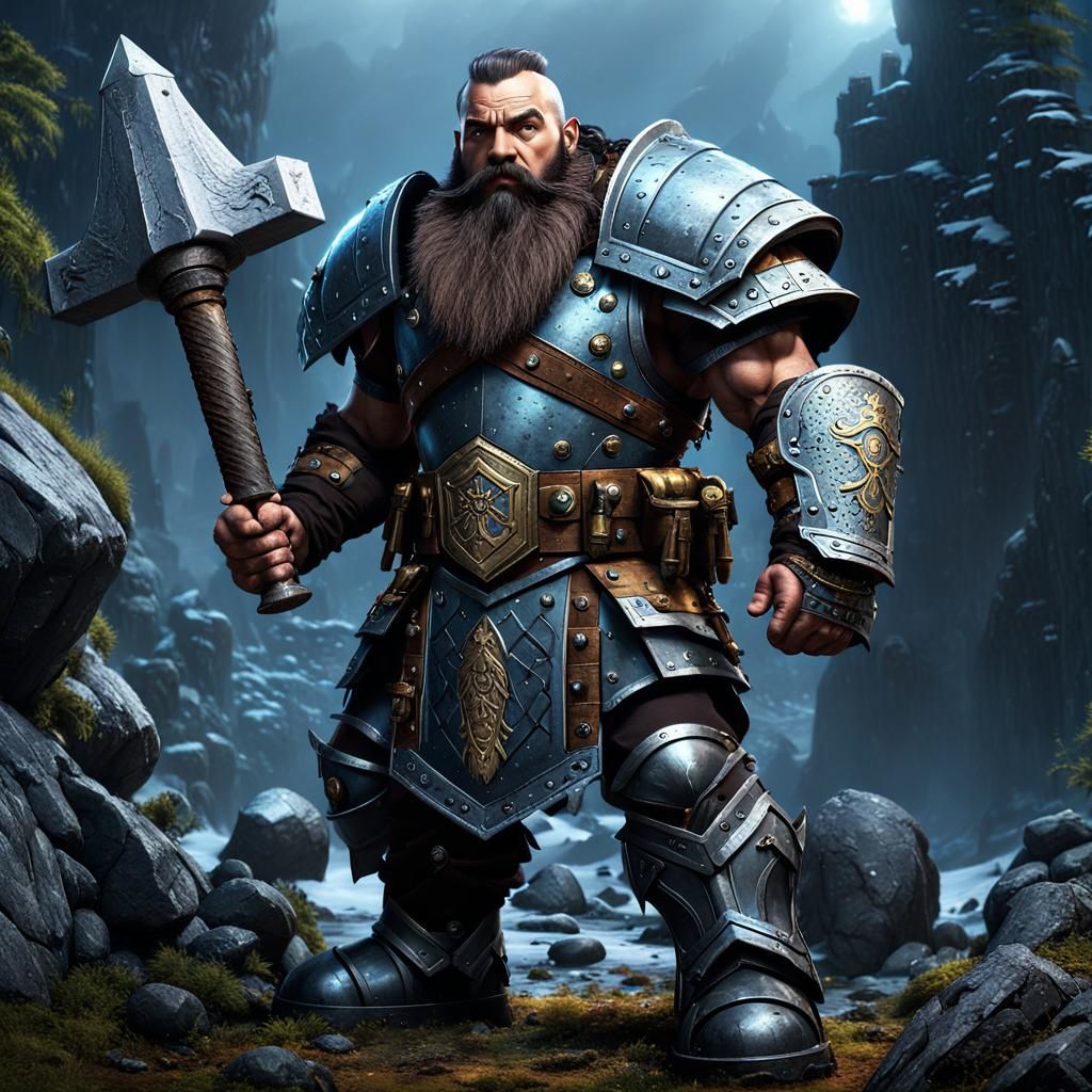 Majestic Fantasy Dwarf in Regal Armor