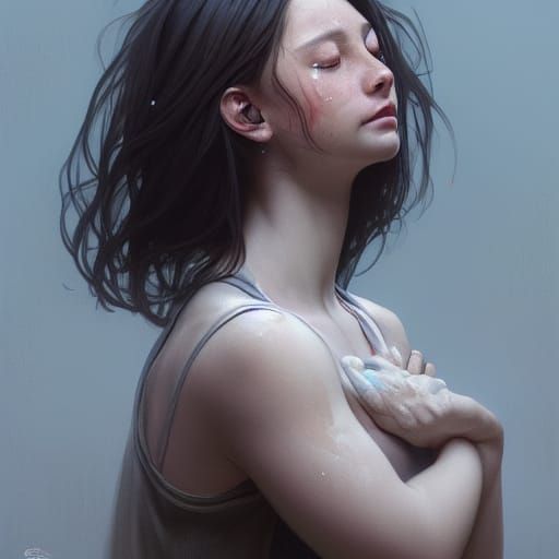 Girl in Triadic Colors, Intricately Detailed Portrait