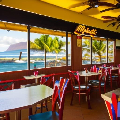 Vibrant Island Eats: A Deco Fast Food Oasis on Molokini
