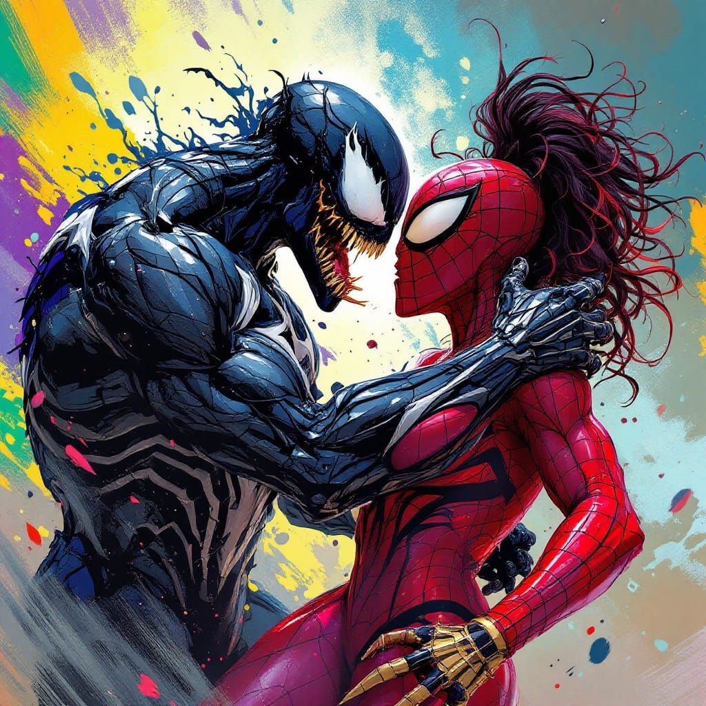 Venom vs Spiderwoman: Hyperrealistic Confrontation