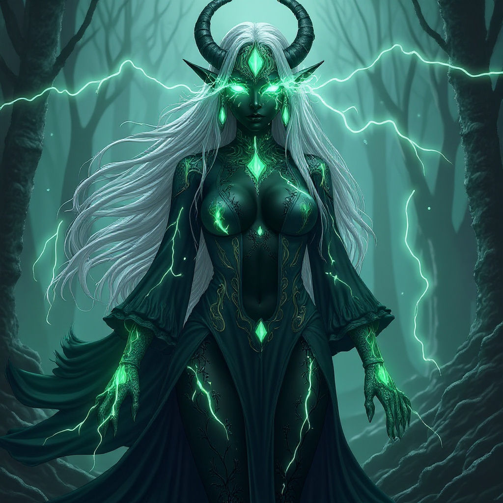 Drow Druid Lich in Forest, 3D Anime Art