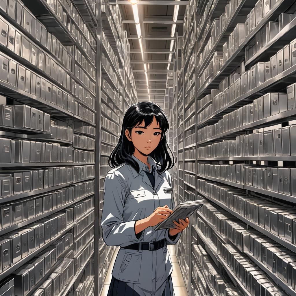 Manga-Inspired Vault Scene with Crisp Uniform and Shimmering...