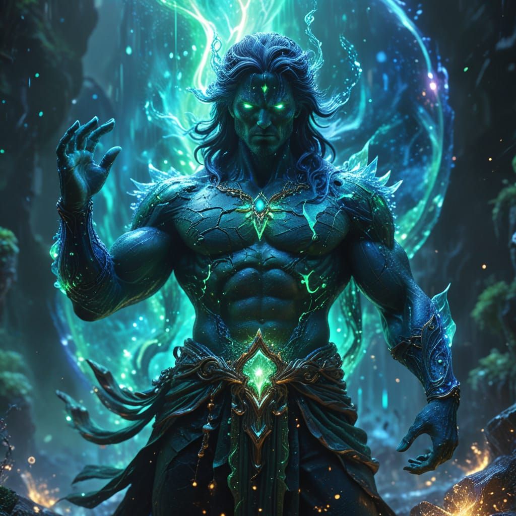 Ethereal Genie Unleashes Arcane Plasma Energy