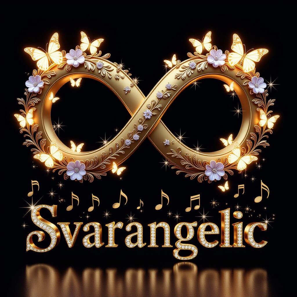 Golden Infinity Symbol with Floral Ornaments and Butterflies