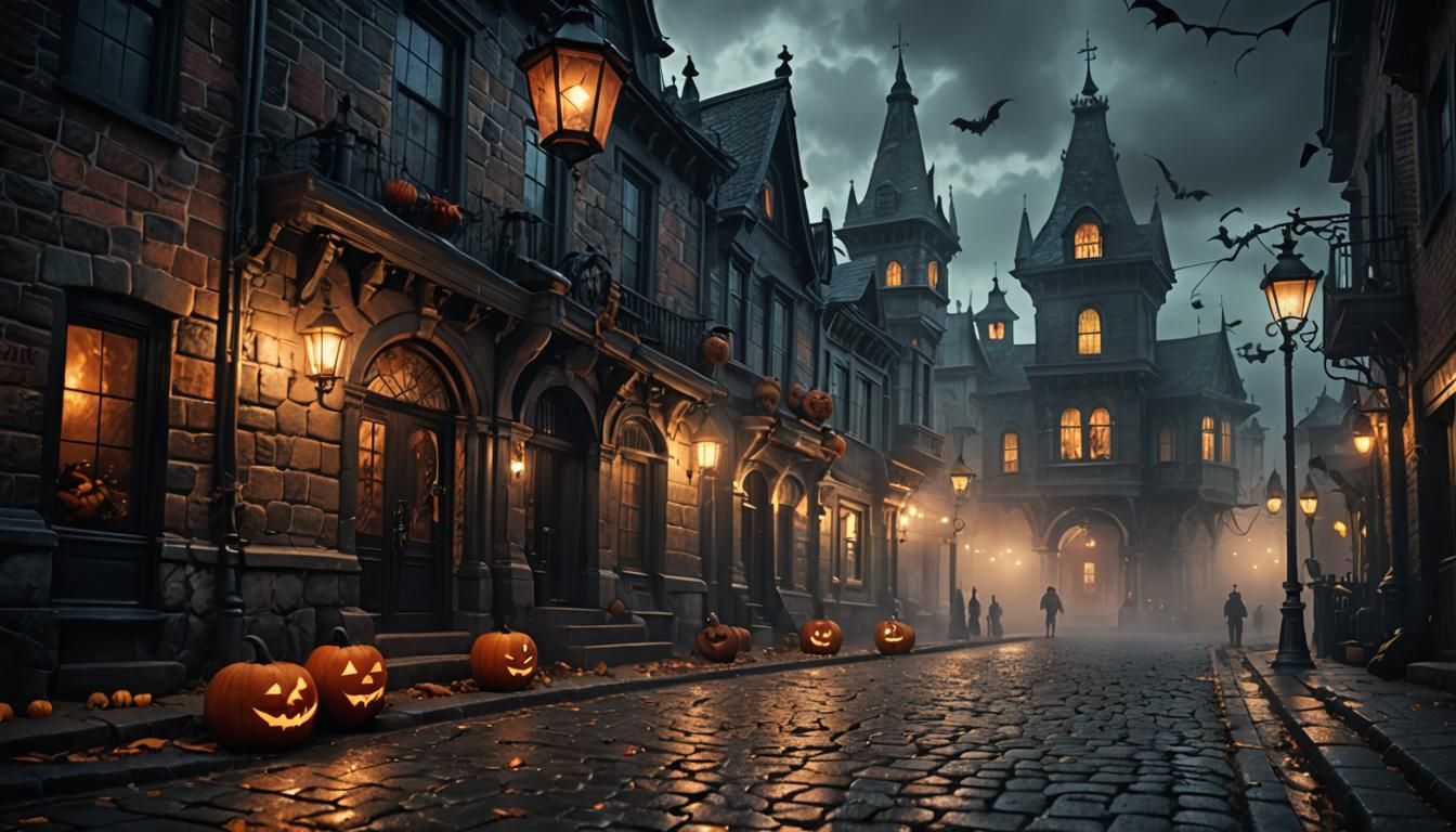 Ethereal Halloween Scene, in Moody Cinematic Style