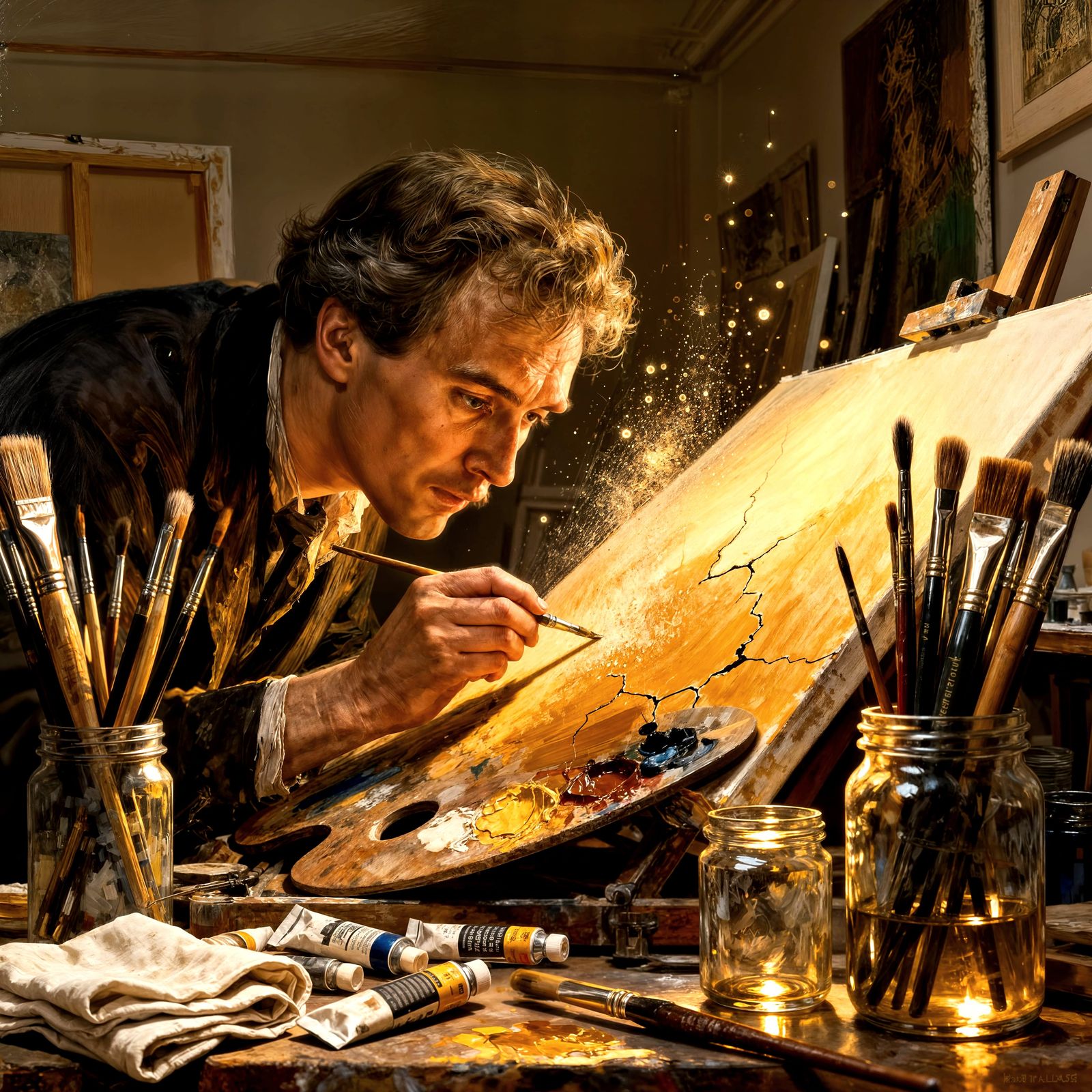 Hyper-Realistic Painting of Artist's Studio Capturing Perfec...