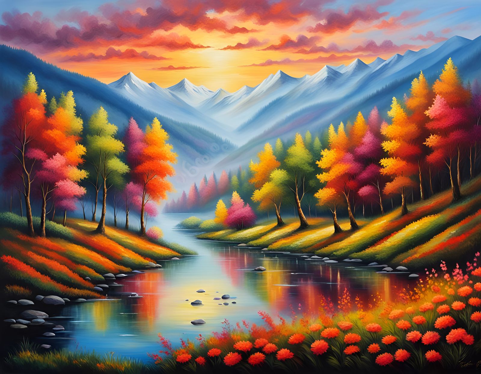 Ethereal Kashmir Sunset on Misty Lake