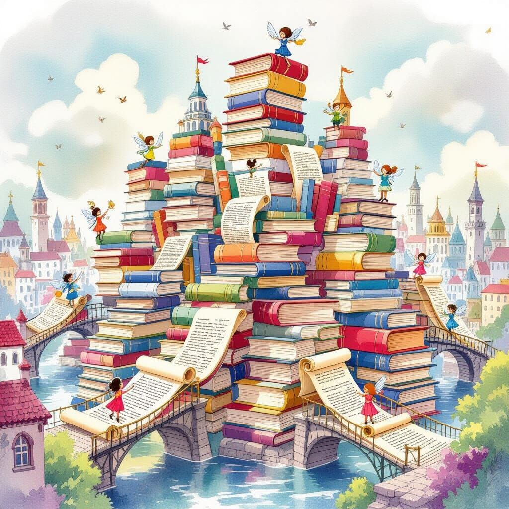 Whimsical City of Books and Scrolls