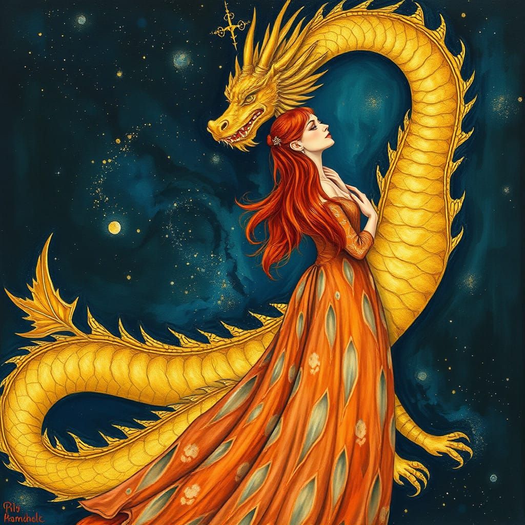 Golden Dragon in Mystical Gustavian Splendor