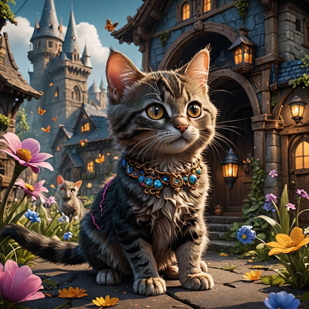 Cute Cat and Mouse Hybrid in Detailed Matte Painting