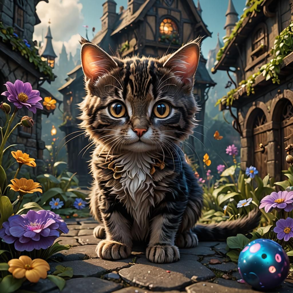 Cute Cat and Mouse Hybrid in Detailed Matte Painting