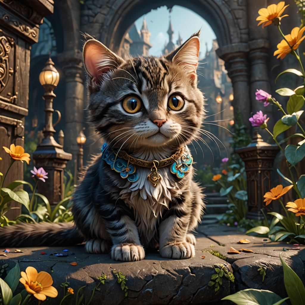 Cute Cat-Mouse Hybrid in Detailed Fantasy Art
